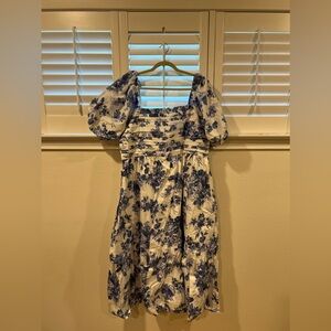 Abercrombie and Fitch Emerson Poplin Blue and White Floral Dress